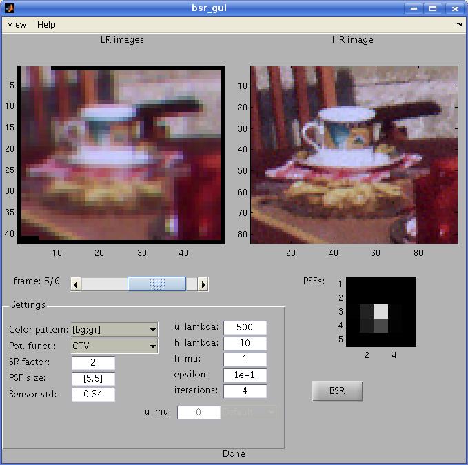 Super-resolution imaging (Matlab GUI)